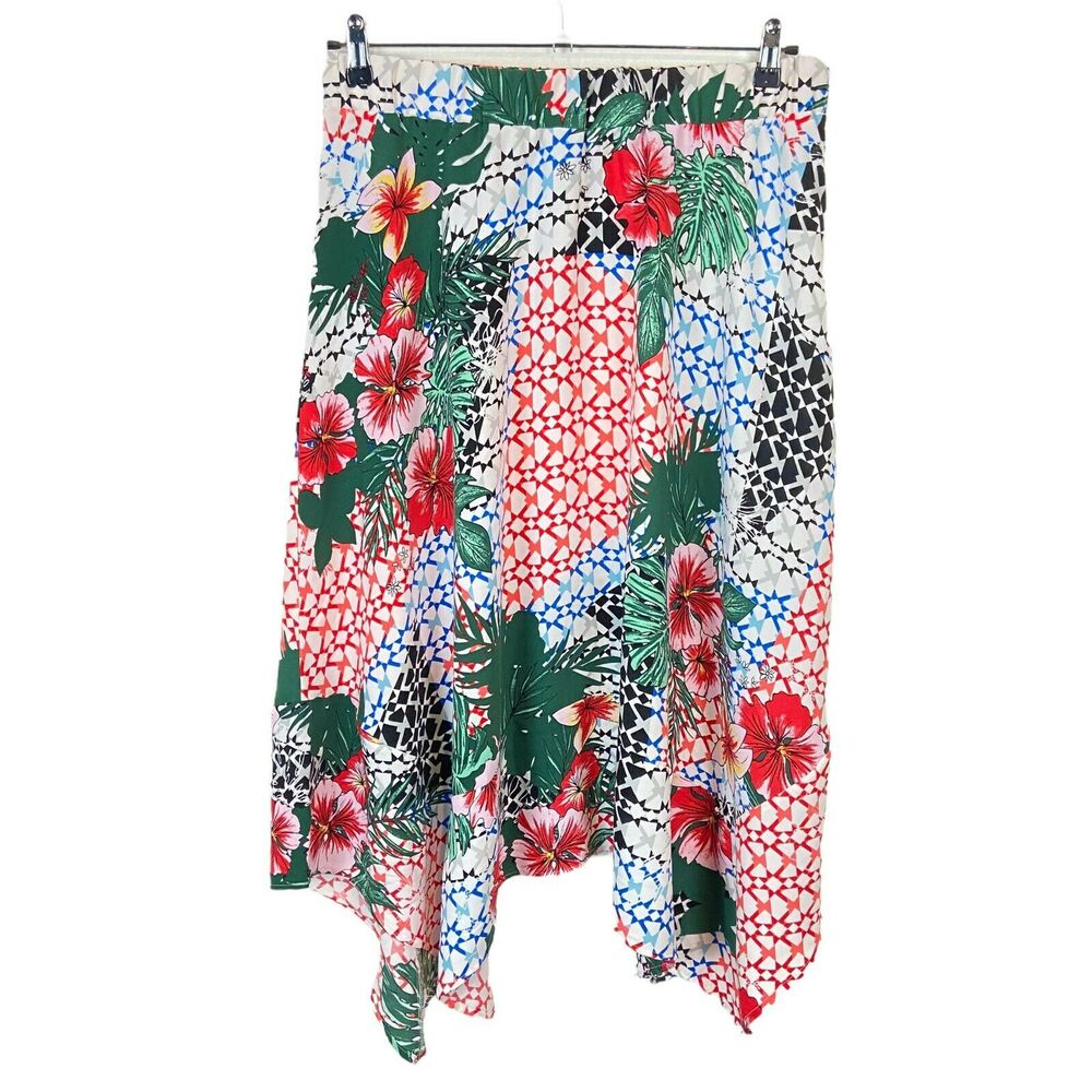 Tropical Asymmetric A Line Skirt NWT Marc New York Womens Multicolor Floral L